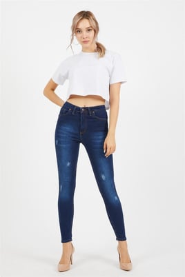 Likralı Bayan Kot Pantolon 2859